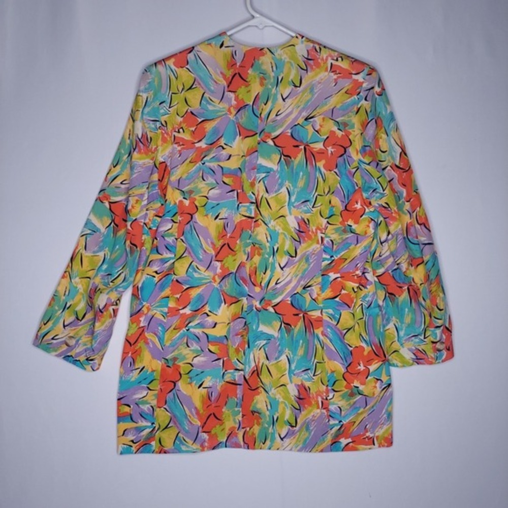 Preferred Classix Vtg Women Silk Blazer 12 Artsy Abstract Quiet Luxury Coastal View 2